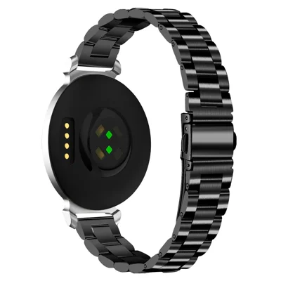 For Garmin Lily 2 Black Stainless Steel Watch Band Three-Bead Replacement Strap
