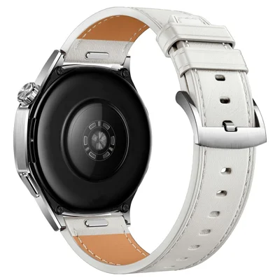 22-mm-Schnellverschluss-Armband für Huawei Watch GT 6 / 6 Pro / 5 46mm / Xiaomi Watch S4 / Garmin Vivoactive 4, Lederarmband mit Nahtverarbeitung, weiß