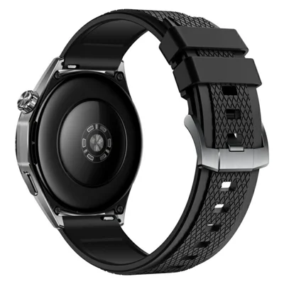 22mm Cross Textured Fluorubber Strap for Huawei Watch GT 6  /  5 Pro  /  5 46mm Replacement Watch Band - Black