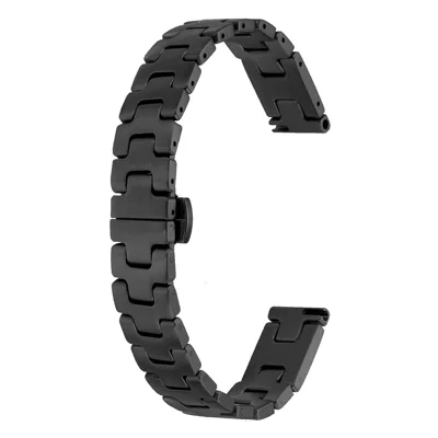 H-Style Slim Watch Strap for Apple Watch Series 12 11 10 42mm  /  9 8 7 41mm  /  SE3 SE2 SE 6 5 4 40mm  /  3 2 1 38mm Butterfly Clasp Stainless Steel Band - Black