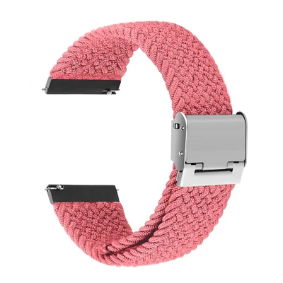 Bracelet de montre en nylon tressé élastique et réglable facilement, remplacement de bracelet de montre 22mm pour Samsung Gear S3 Classic/Gear S3 Frontier/Gear S4 - Rose