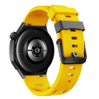 20mm Groefdesign Siliconen Band voor Samsung Galaxy Watch7 44mm / 40mm / Huawei Watch GT 3 Pro 43mm, Verstelbare Horlogeband met Meerdere Gaten - Geel