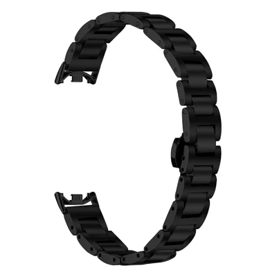 Horlogeband voor Xiaomi Smart Band 10 / 9 / 8, vlindergesp, drie-knoops roestvrijstalen elektrolytisch gegalvaniseerd band - Zwart
