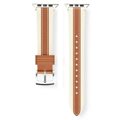 Color Matching Genuine Leather Strap for Apple Watch Series 12 11 10 42mm  /  9 8 7 41mm  /  SE3 SE2 SE 6 5 4 40mm  /  3 2 1 38mm Quick Release Watch Band - Brown