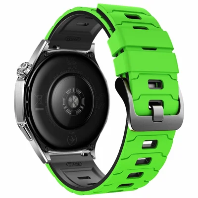Quick-Release-22mm Dual Color Silicone Strap for Huawei Watch GT 7 46mm / Watch GT 6 / 5 / 5 Pro / 4 46mm Armor Pattern Design Watch Band - Green / Black