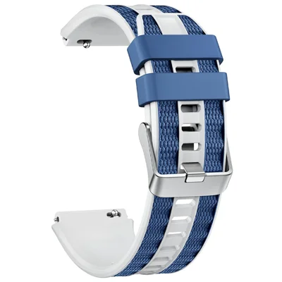 22 mm tofarvet hurtigløsningsbånd til Huawei Watch Ultimate 2 / Ultimate Design / Ultimate / GT 6 / 5 46 mm silikoneslange med sølvspænde – hvid/blå