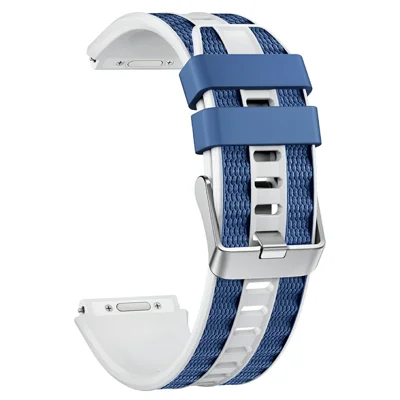 22mm Watch Band For Huawei Watch Ultimate 2 Silicone+Nylon Replacement Strap - White  /  Blue