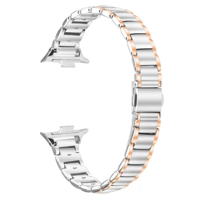 Für Xiaomi Redmi Watch 5 / 4 Galvanisiertes Edelstahlarmband, Faux-Dreikugel-Armband – Roségold-Splicing