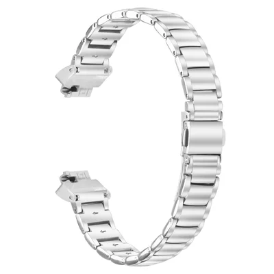 Silver Stainless Steel Band for Fitbit Inspire / Inspire 2 / Inspire HR Faux Three-Bead Watch Strap