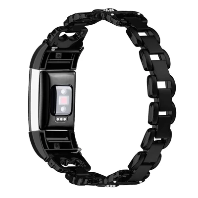 Bracelet en alliage de zinc pour Fitbit Charge 2 / Charge 2 SE avec strass, bracelet métallique de remplacement - Noir
