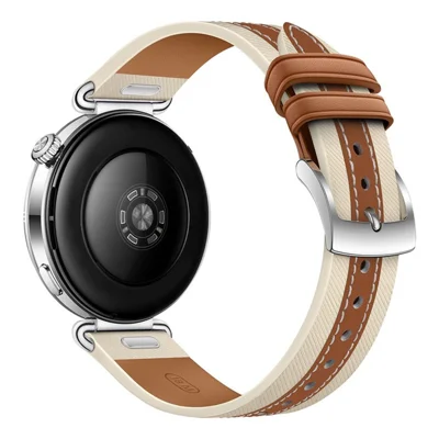 18mm Quick Release Button Genuine Leather Strap for Huawei Watch GT 6 / 5 / 4 41mm Composite Stitching Watch Band - Brown
