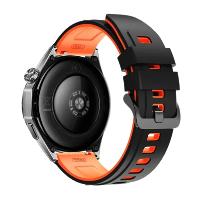 22mm tweedelige siliconen band voor Samsung Galaxy Watch3 45mm / Watch 46mm / Gear S3 Classic vervangingsband - Zwart / Oranje