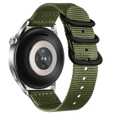 20mm Doppelschlaufe Nylon Armband für Samsung Galaxy Watch7 / 6 / 5 40mm 44mm / 6 Classic 43mm 47mm / 5 Pro 45mm Schwarze Schnalle Geflochtenes Armband - Armeegrün