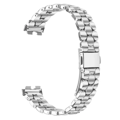Metal Watch Band for Huawei Band 10 / 9 / 8 Pearl-Shape Stainless Steel Silver Wrist Strap
