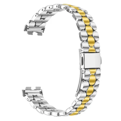 Metal Watch Band for Huawei Band 10 / 9 / 8 Pearl-Shape Stainless Steel Electroplating Wrist Strap - Silver / Gold