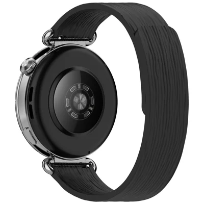 Quick-Release-22mm Striped Silicone Strap for Huawei Watch GT 7 46mm / Watch GT 6 / 5 / 5 Pro / 4 46mm / Watch Ultimate / Ultimate 2 Magnetic Watch Band - Black