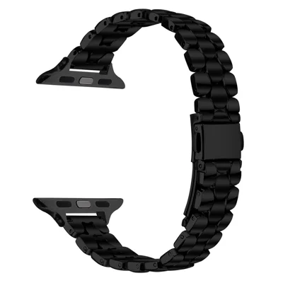 Metal Watch Band for Apple Watch Ultra 4 3 2 1 49mm / Series 12 11 10 46mm / 9 8 7 45mm / SE3 SE2 SE 6 5 4 44mm / 3 2 1 42mm Pearl-Shape Stainless Steel Black Wrist Strap