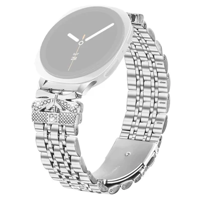 Metal Watch Band for Samsung Galaxy Watch9 40mm / 44mm /  Watch8 44mm / 40mm / 8 Classic 46mm Rhinestone Butterfly Decor Stainless Steel Silver Wrist Band