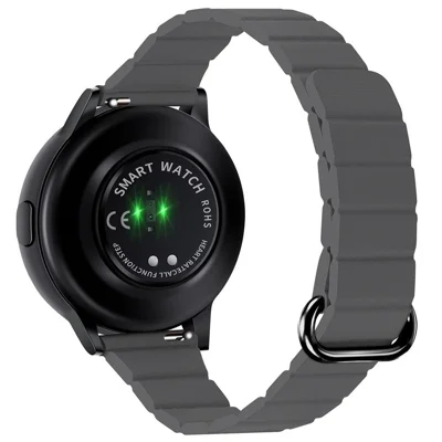 20mm Slim Magnetic Strap for Samsung Galaxy Watch7 / 6 / 5 44mm 40mm / 5 Pro 45mm Microfiber Leather Watch Band Reverse Buckle Design - Grey / Black