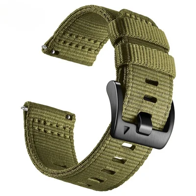 20mm Woven Nylon Watch Band For Huawei Watch GT 3 Pro 43mm Pin Buckle Strap - Army Green