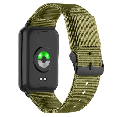 Geflochtenes Nylon-Armband mit Dornschließe für Xiaomi Redmi Watch 6 / 5 / 4 / Smart Band 9 Pro / 8 Pro – Armeegrün