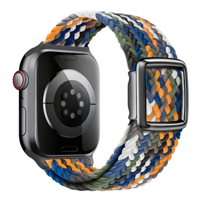 Magnetisches Nylonband für Apple Watch Ultra 3 2 1 49mm / Series 11 10 46mm / 9 8 7 45mm / SE3 SE2 SE 6 5 4 44mm / 3 2 1 42mm, verstellbarer geflochtener Uhrenarmband - Mehrfarbig