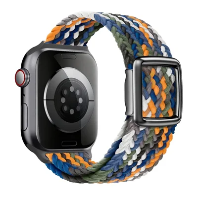Magnetic Nylon Band for Apple Watch Series 12 11 10 42mm  /  9 8 7 41mm  /  SE3 SE2 SE 6 5 4 40mm  /  3 2 1 38mm Adjustable Braided Watch Strap - Multi-color