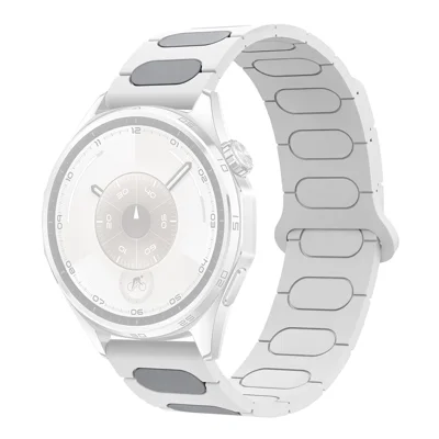 Quick-Release-22mm Oval Design Magnetic Strap for Huawei Watch GT 7 46mm / Watch GT 6 Pro 46mm / Oppo Watch X / X2 / 4 Pro Silicone Watch Band Dual Color - White / Grey