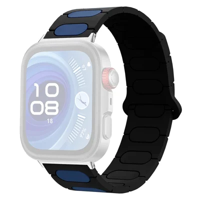 Oval Design Magnetic Strap for Huawei Watch Fit 4 Pro / Fit 4 / Fit 3 Silicone Watch Band Dual Color - Black / Midnight Blue