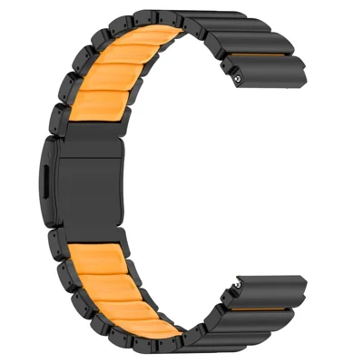 Quick-Release-22mm Rubber + Titanium Alloy Strap for Huawei Watch GT 7 46mm / Watch GT 6 Pro  /  6  /  5 Pro  /  5  /  4  /  3  /  2 46mm Replacement Watch Band - Black  /  Orange