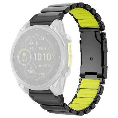 26mm Quick Release Rubber + Titanium Alloy Band voor Garmin Fenix 8 Pro AMOLED 51mm / 8 51mm / Enduro 3 / Enduro 2 Horlogeband - Zwart / Groen