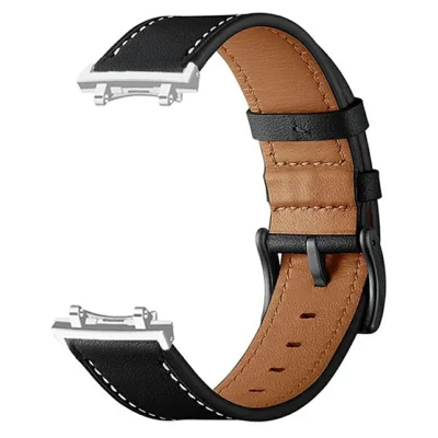 Fiber Leather Watch Band for Huami Amazfit T-Rex 2 Stitching Line Quick Release Replacement Strap - Black