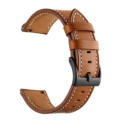 Quick-Release-22mm Fiber Leather Watch Band for Huawei Watch GT 7 46mm / Watch GT 6 Pro / 6 / 5 Pro / 5 / 4 / 3 / 2 46mm Stitching Line Quick Release Replacement Strap - Brown