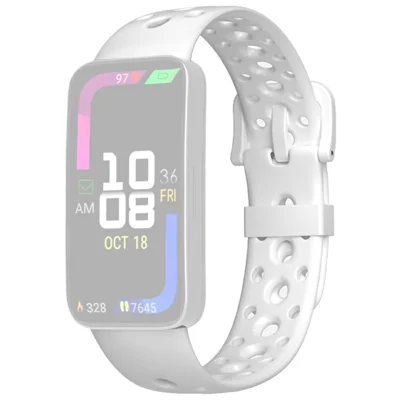 Atmungsbandes Silikonarmband für Huawei Band 10 / 9 / 8 Verstellbares Armband mit Dornschließe – Weiß