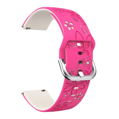 18mm Dual Color Carved Silicone Strap For Huawei Watch GT 6 / 5 / 4 41mm / Garmin Venu 3S / 2S Replacement Watch Band - Rose / Starlight