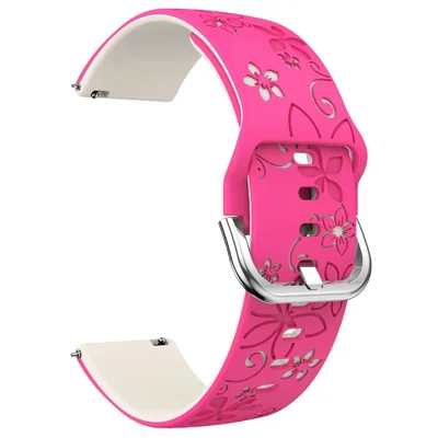 22mm Dual Color Carved Silicone Strap For Huawei Watch GT 6 / 5 / 5 Pro / 4 46mm Replacement Watch Band - Rose / Starlight