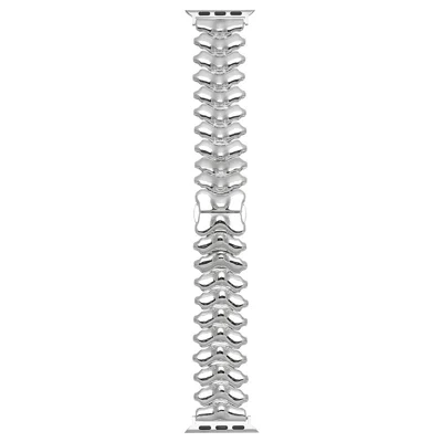 Spine Design Zinc Alloy Strap for Apple Watch Series 12 11 10 42mm  /  9 8 7 41mm  /  SE3 SE2 SE 6 5 4 40mm  /  3 2 1 38mm Watch Band with Butterfly Clasp - Silver