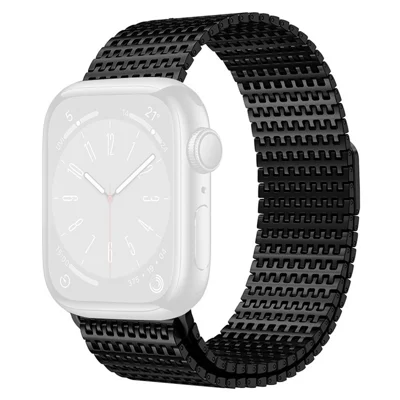 Magnetic Loop Band for Apple Watch Ultra 4 3 2 1 49mm / Series 12 11 10 46mm / 9 8 7 45mm / SE3 SE2 SE 6 5 4 44mm / 3 2 1 42mm Stainless Steel Watch Strap Needle-Link Design - Black