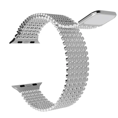 Stainless Steel Magnetic Strap for Apple Watch Series 12 11 10 42mm  /  9 8 7 41mm  /  SE3 SE2 SE 6 5 4 40mm  /  3 2 1 38mm Molecular Structure Design Watch Band - Silver