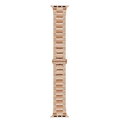 Mechanical Style Metal Strap for Apple Watch Series 12 11 10 42mm / 9 8 7 41mm / SE3 SE2 SE 6 5 4 40mm / 3 2 1 38mm Watch Band with Butterfly Clasp - Rose Gold