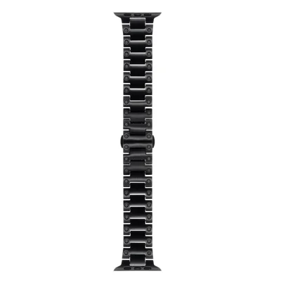 Mechanical Style Metal Strap for Apple Watch Ultra 4 3 2 1 49mm / Series 12 11 10 46mm / 9 8 7 45mm / SE3 SE2 SE 6 5 4 44mm / 3 2 1 42mm Watch Band with Butterfly Clasp - Black