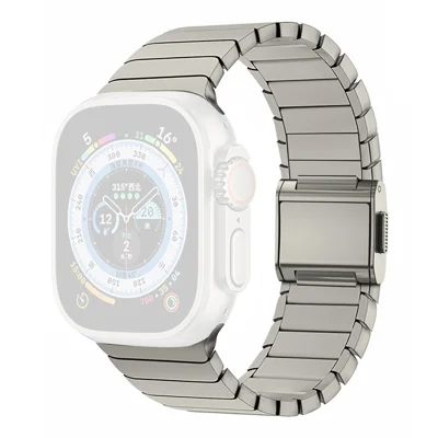 Replacement Band for Apple Watch Ultra 4 3 2 1 49mm / Series 12 11 10 46mm / 9 8 7 45mm / SE3 SE2 SE 6 5 4 44mm / 3 2 1 42mm Stainless Steel Watch Strap - Titanium