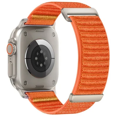 Watch Band For Apple Watch Series 12 11 10 42mm  /  9 8 7 41mm  /  SE3 SE2 SE 6 5 4 40mm  /  3 2 1 38mm Two-Piece Magic Tape Nylon Woven Wrist Strap - Orange