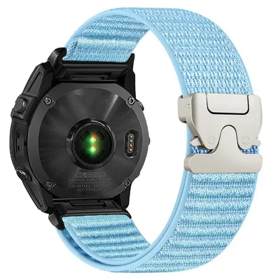 Nylon Watch Band for Garmin Fenix 7S Pro 42mm / 7S / 6S Pro QuickFit 20mm Parachute Buckle Woven Wrist Strap with Stainless Steel Connector - Blue