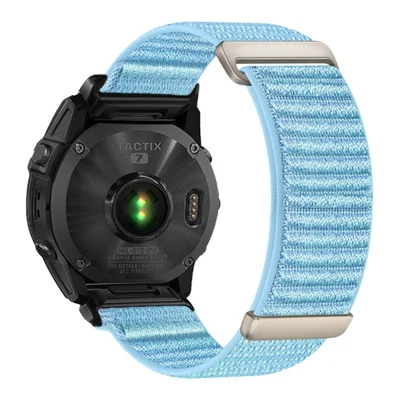 20mm Watch Band For Garmin Fenix 7S  /  7S Pro 42mm  /  6S  /  6S Pro Two-Piece Magic Tape Nylon Woven Wrist Strap - Baby Blue