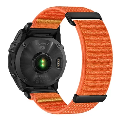 22mm Watch Band For Garmin Fenix 7  /  7 Pro 47mm  /  6  /  6 Pro Two-Piece Magic Tape Nylon Woven Wrist Strap - Orange