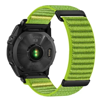 26mm Watch Band For Garmin Fenix 7X  /  7X Pro 51mm  /  6X  /  6X Pro Two-Piece Magic Tape Nylon Woven Wrist Strap - Light Green