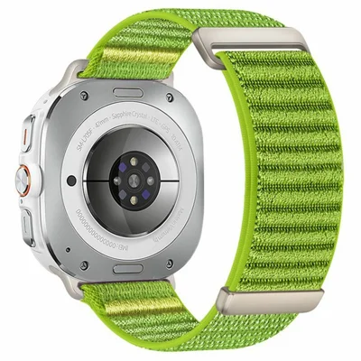 For Samsung Galaxy Watch Ultra2 47mm / Watch Ultra (2025) 47mm / Watch Ultra 47mm Watch Band Two-Piece Magic Tape Nylon Woven Wrist Strap - Light Green