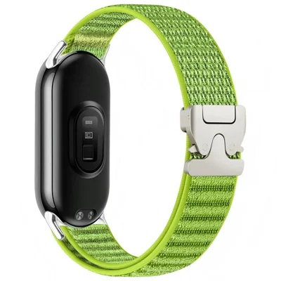 Nylon Watch Band for Xiaomi Smart Band 10  /  9  /  8 Parachute Buckle Woven Wrist Strap with Stainless Steel Connector - Green