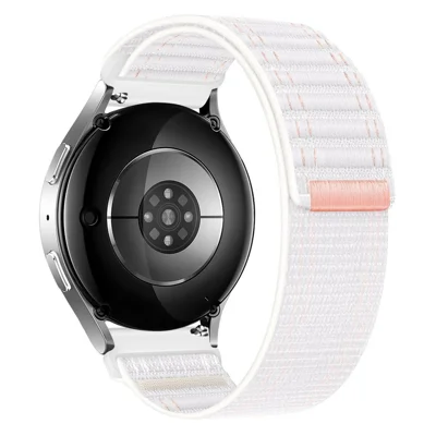 Nylon-Armband für Samsung Galaxy Watch7 44mm / 40mm, 20mm, Wellenmuster, Klettverschluss, Armband – Weiß